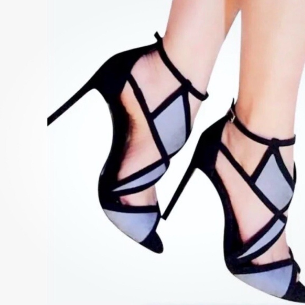 Zara Black and Blue Strappy Heels